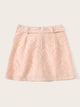 Eyelet Embroidered Button Belted Skirt