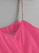 Neon Pink Twist Front Chain Strap Top