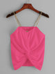 Neon Pink Twist Front Chain Strap Top