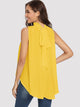 Neon Orange Tie Back Mock-neck Asymmetrical Hem Blouse