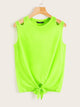 Knot Front Cut Out Shoulder Top