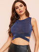 Cross Wrap Hem Glitter Tank Top