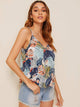 Double V-neck Tropical Print Cami Top