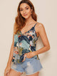 Double V-neck Tropical Print Cami Top