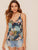 Double V-neck Tropical Print Cami Top