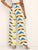Geo Print Slit Hem Belted Pants