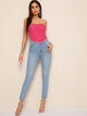 Neon Pink Rib-knit Tube Bodysuit