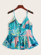Tropical Print Button Front Cami Top