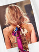 Figure Print Ribbon Asymmetrical Neck Tee