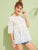 Scallop Hem Schiffy Eyelet Smock Blouse
