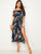 Tropical Print Tassel Trim Split Thigh Belted Bardot Dress