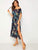 Tropical Print Tassel Trim Split Thigh Belted Bardot Dress