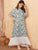 Tropical Print Batwing Sleeve Ruffle Hem Dress