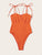 Neon Orange Knot Shoulder Bustier Bra Bodysuit