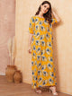 Jungle Leaf Print Tunic Maxi Dress