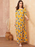 Jungle Leaf Print Tunic Maxi Dress