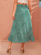 Knot Side Ruffle Trim Dalmatian Print Wrap Skirt