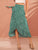 Knot Side Ruffle Trim Dalmatian Print Wrap Skirt