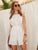 Ruffle Trim Backless Eyelet Embroidered Belted Romper