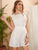 Ruffle Trim Backless Eyelet Embroidered Belted Romper