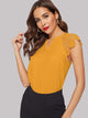 V Cut Neck Guipure Lace Raglan Sleeve Blouse