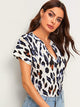 Leopard Print Notch Neck Blouse