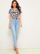 Leopard Print Notch Neck Blouse