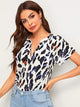 Leopard Print Notch Neck Blouse