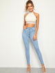 Button Fly Skinny Jeans