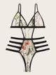 Floral Embroidered Ladder Cutout Teddy Bodysuit
