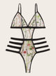Floral Embroidered Ladder Cutout Teddy Bodysuit