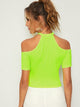 Neon Lime Cold Shoulder Form Fitting Tee
