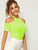 Neon Lime Cold Shoulder Form Fitting Tee