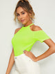 Neon Lime Cold Shoulder Form Fitting Tee