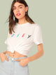 Short Sleeve Letter Print Top