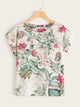 Tropical Print Cap Sleeve Top