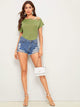 Asymmetric Neck Solid Tee