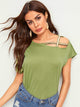 Asymmetric Neck Solid Tee