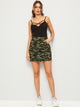 Camo Print Raw Hem Skirt