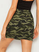 Camo Print Raw Hem Skirt