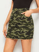 Camo Print Raw Hem Skirt