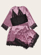 Floral Lace Satin Lingerie Set With Robe