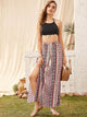 Tribal Print Split Thigh Fringe Detail Skirt