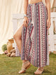 Tribal Print Split Thigh Fringe Detail Skirt