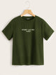 Slogan Print Short Sleeve Tee