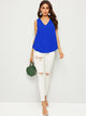 Solid High Low Hem V Neck Top