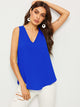 Solid High Low Hem V Neck Top
