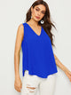 Solid High Low Hem V Neck Top