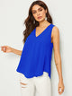 Solid High Low Hem V Neck Top