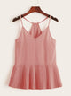 Pleated Hem Solid Chiffon Cami Top